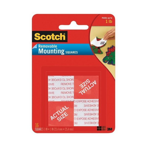 Scotch Mount Sq 1" 16Pk Removbl 108S-SQ-16